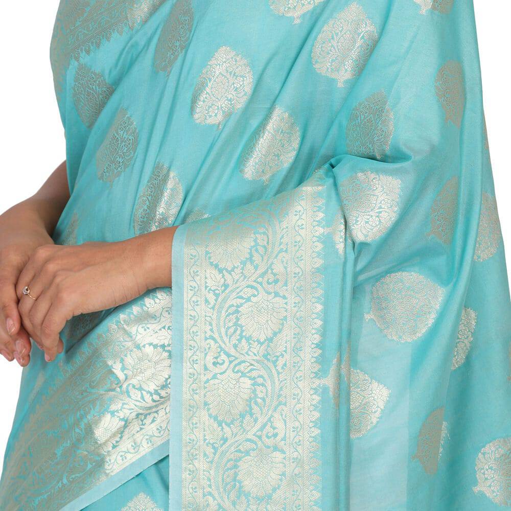 Monica Silk Banarasi saree - Sky Blue