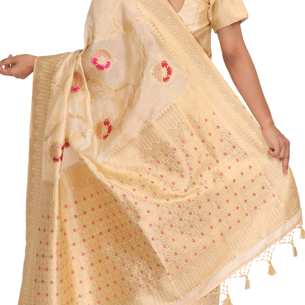 Traditional Banarasi  silk sari - Cream