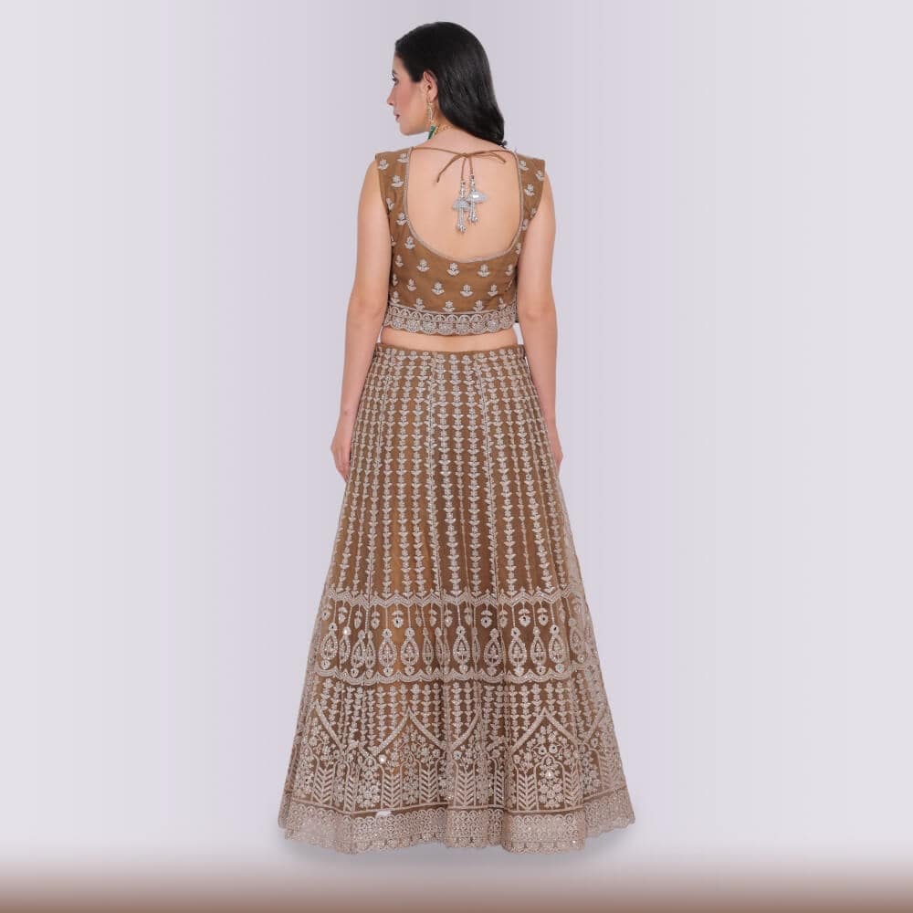 Lehenga Choli with Heavy Silver Embroidery - Yellow