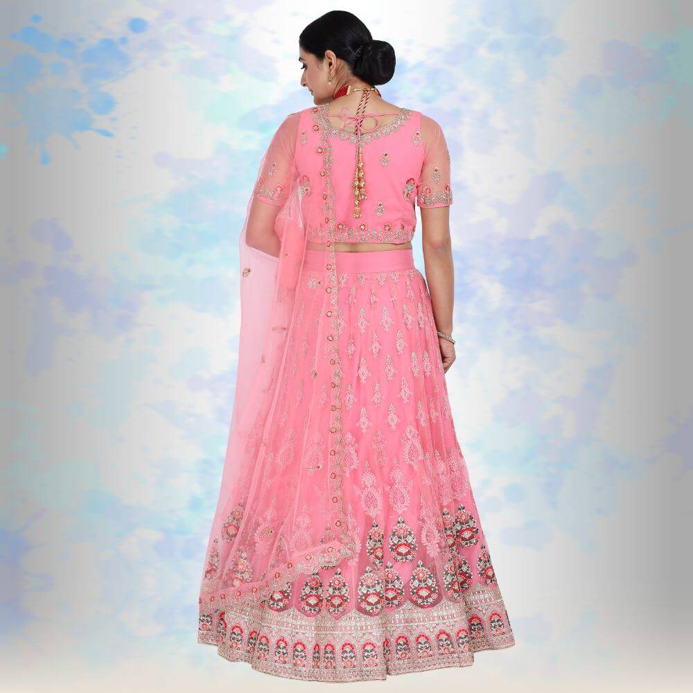 Pure Net Lehengas Choli Pink