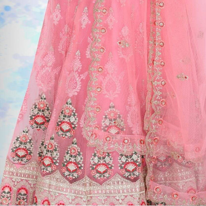 Pure Net Lehengas Choli Pink