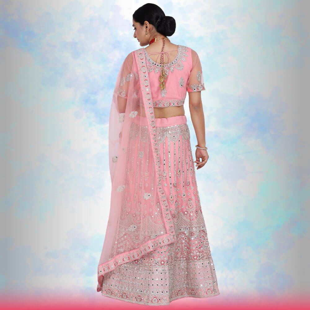 Mirror work lehenga Choli - Pink