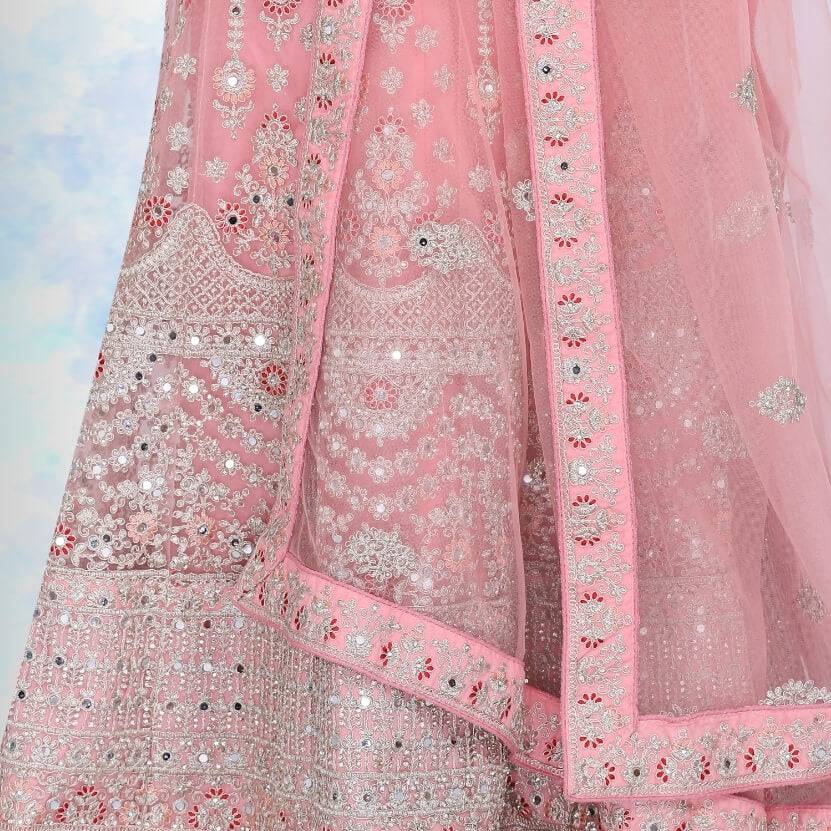 Mirror work lehenga Choli - Pink