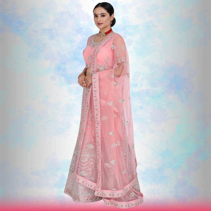 Mirror work lehenga Choli - Pink