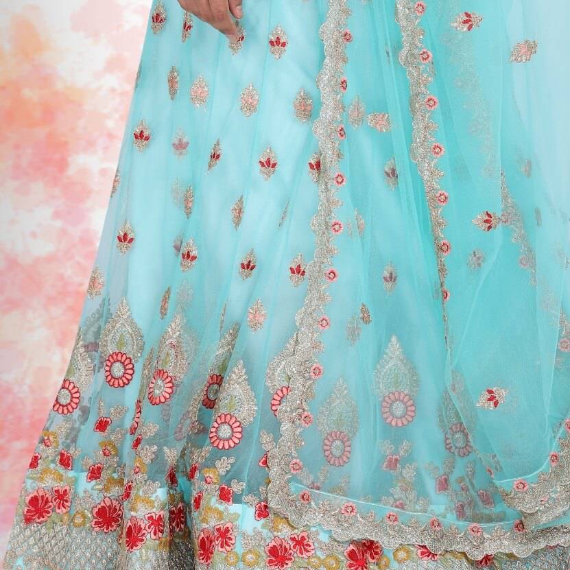 Pure net Lehenga Choli - Blue