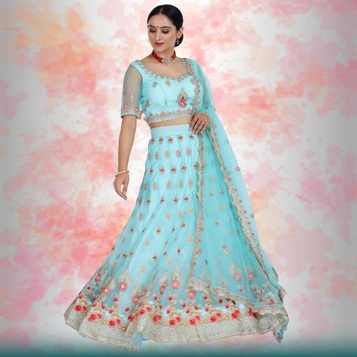 Pure net Lehenga Choli - Blue