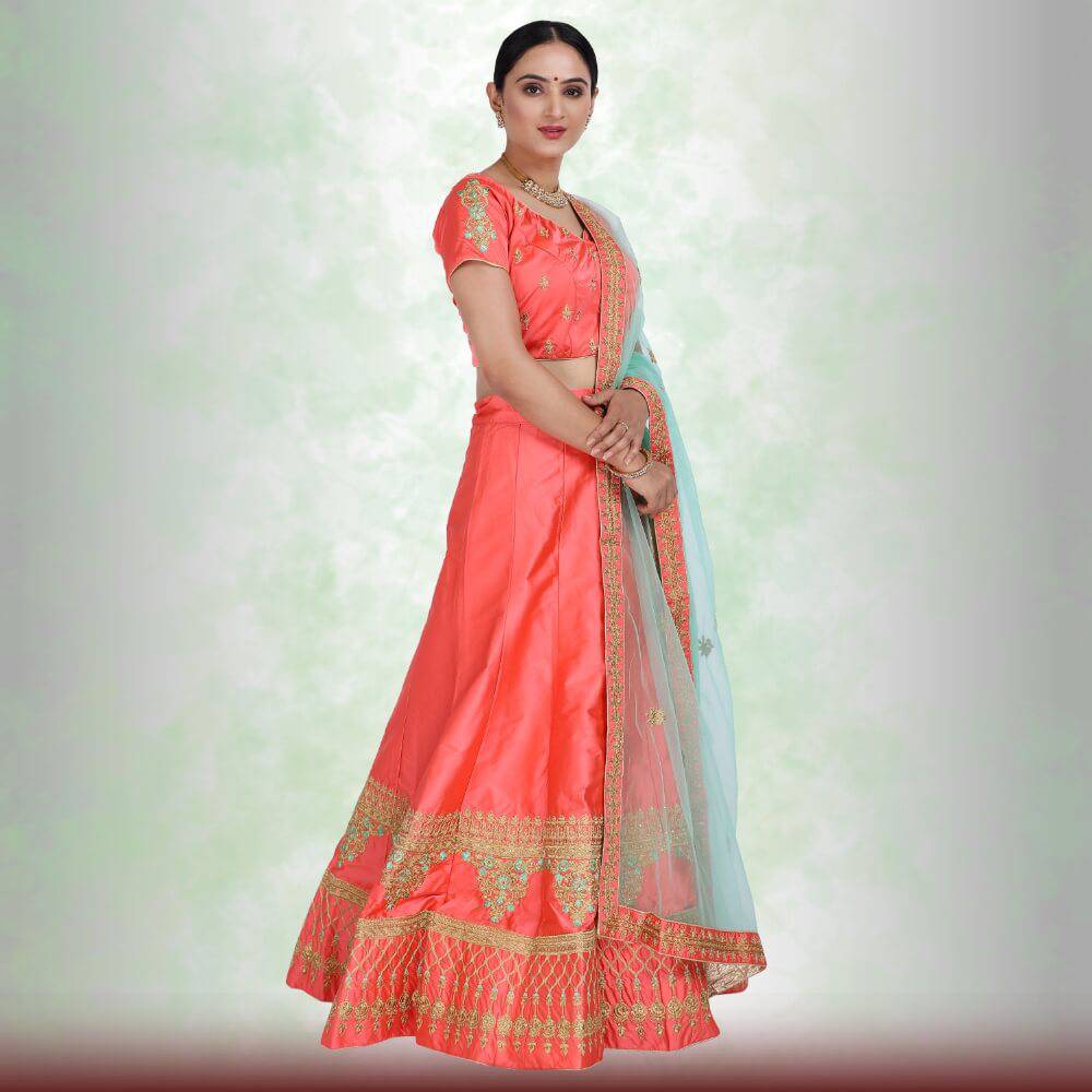 Red Lehenga Choli in Silk