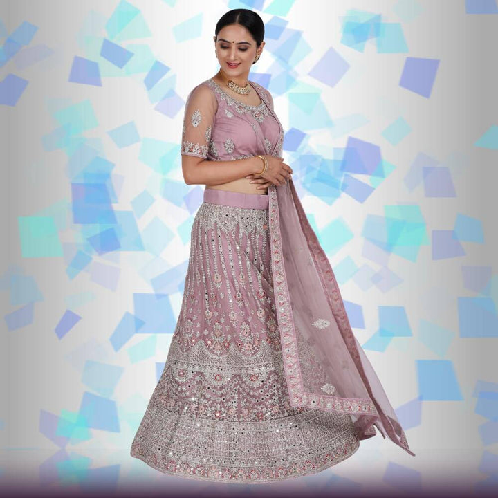 Mirror work lehenga Choli - Mauve