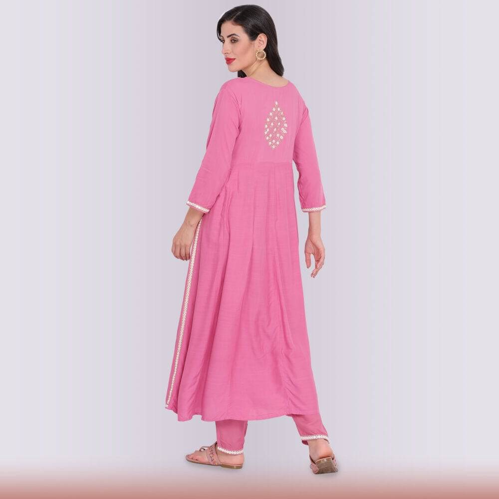 Naira Cut Modern Dress - Pink M / Pink Naira Cut Modern Dress - Pink M / Pink
