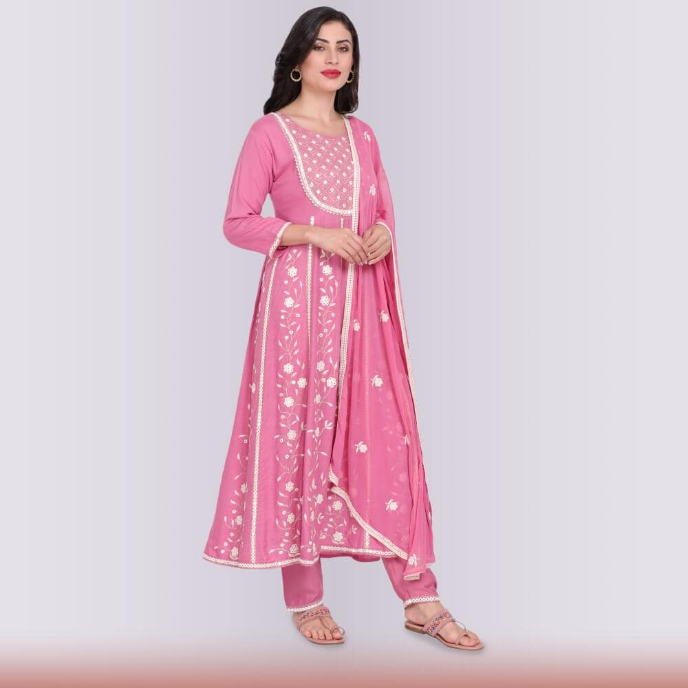 Naira Cut Modern Dress - Pink M / Pink Naira Cut Modern Dress - Pink M / Pink