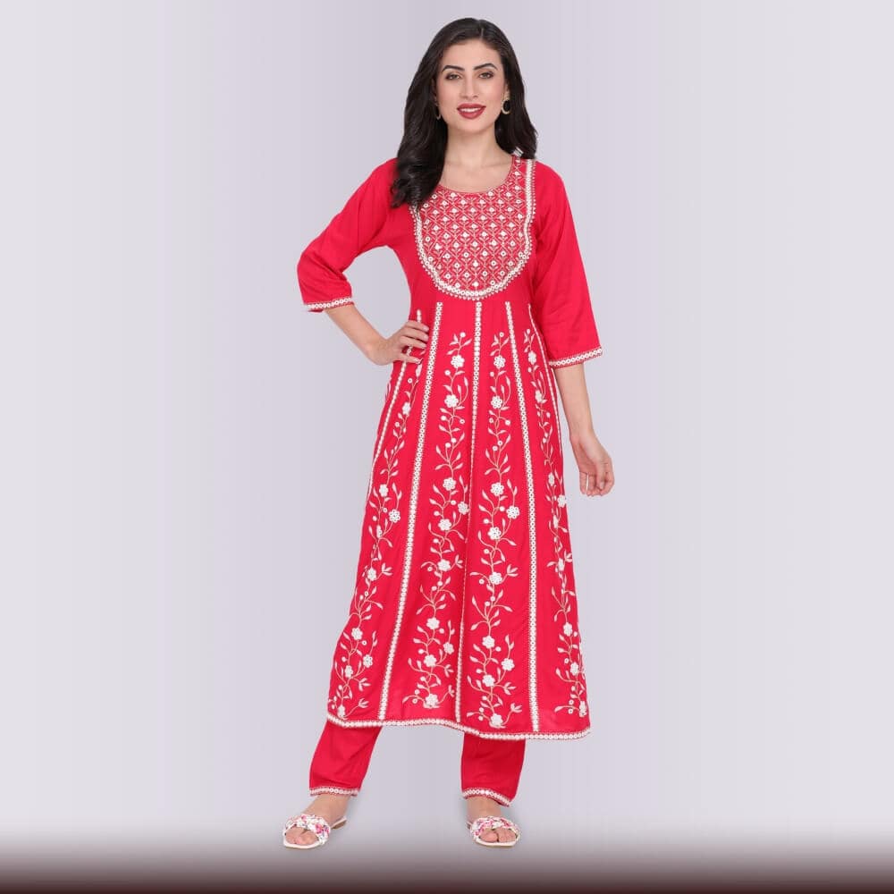 Naira Cut Modern dress - Red