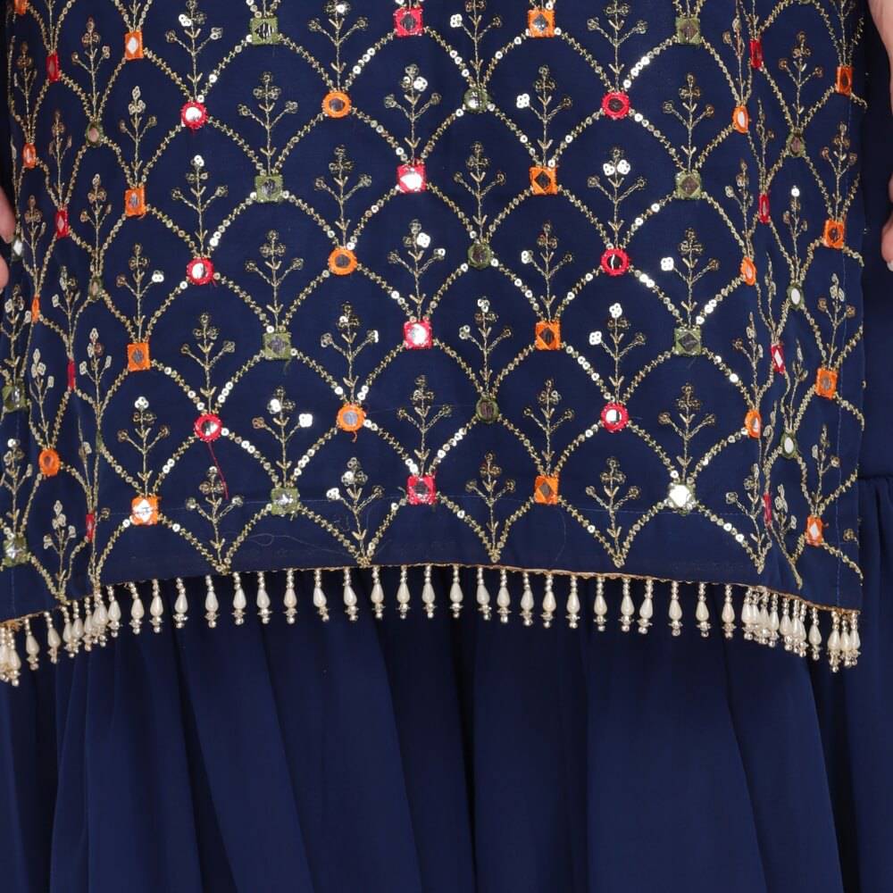 Palazzo Set with Resham Embroidery - Blue