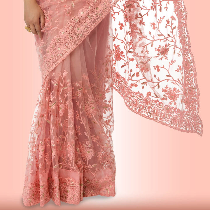 Lightweight Net saree with Contrast Blouse