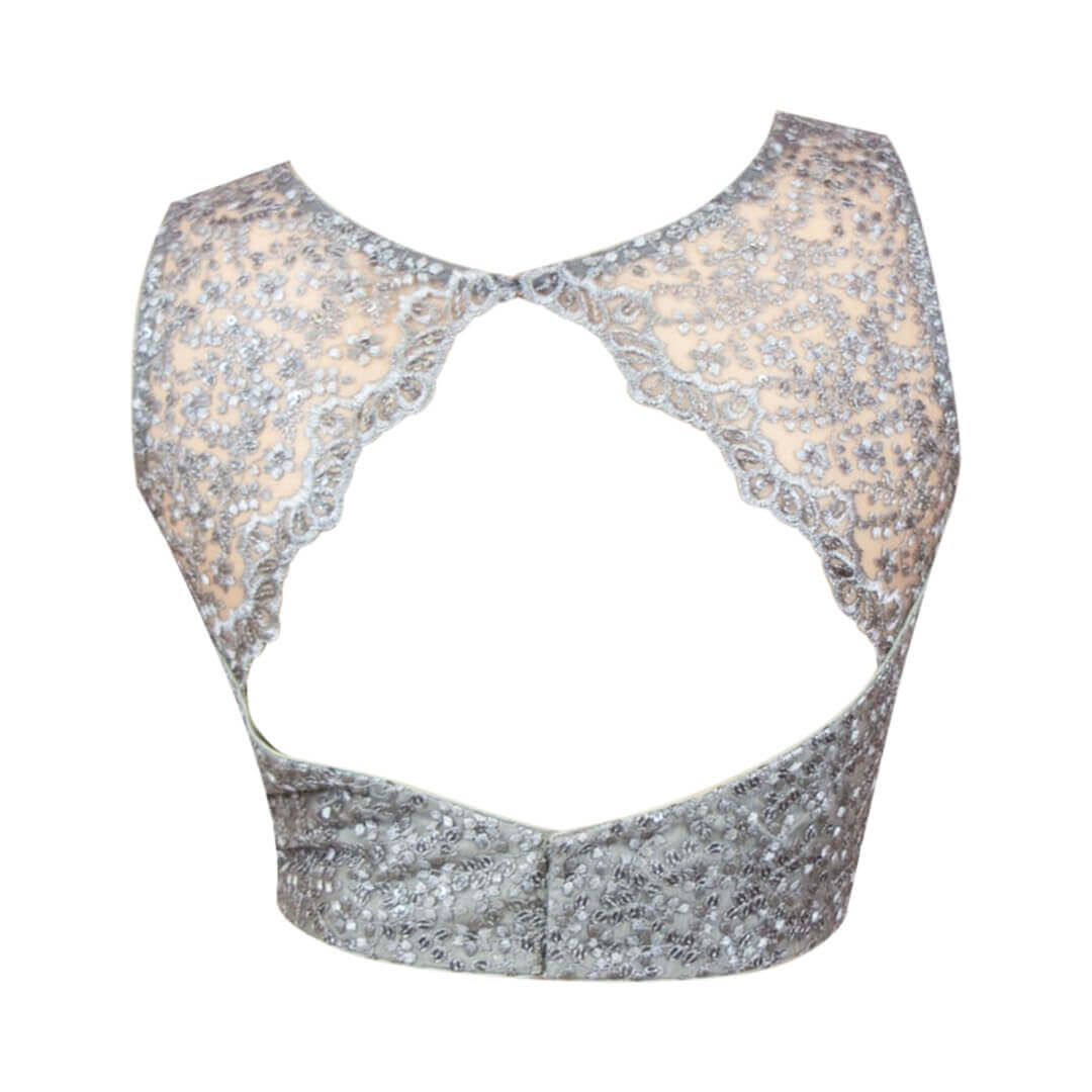 Stylish Sleeveless blouse With sequin work - Gray