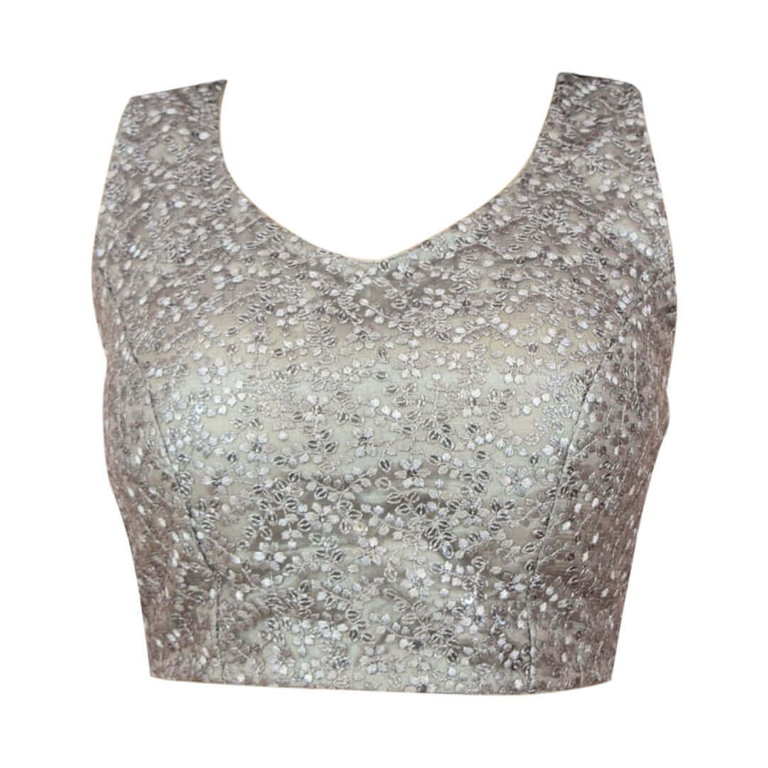 Stylish Sleeveless blouse With sequin work - Gray