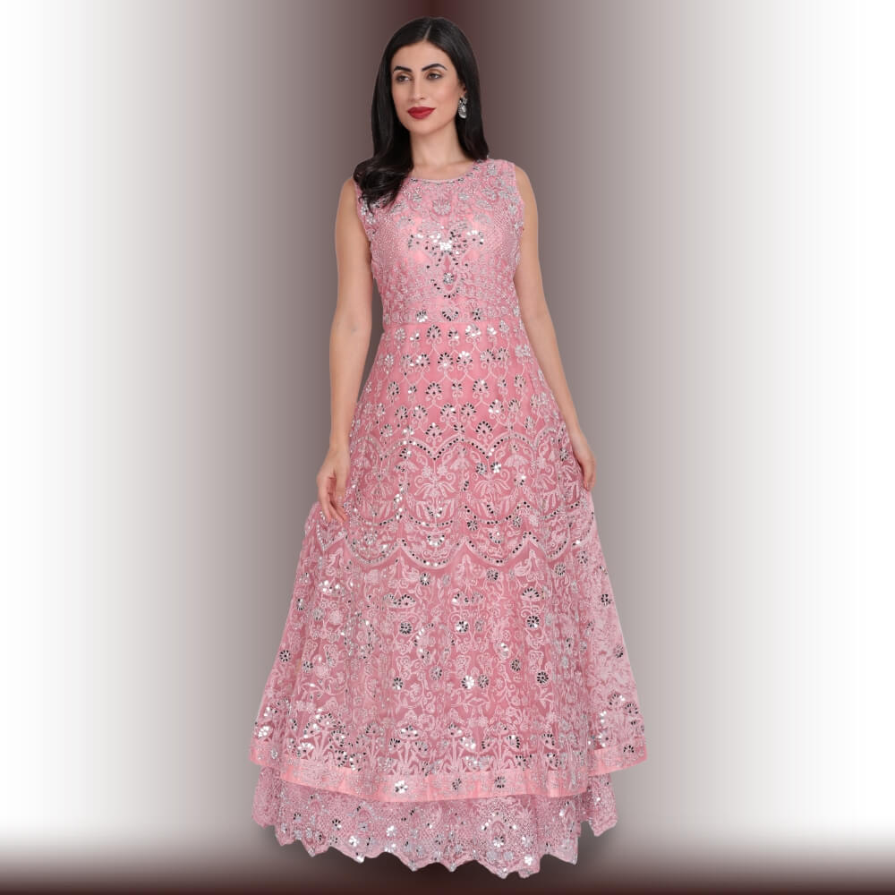 Buy Rani Pink Prints And Embroidered Traditional Indian Gown For Indian  Wedding USA UK Canada