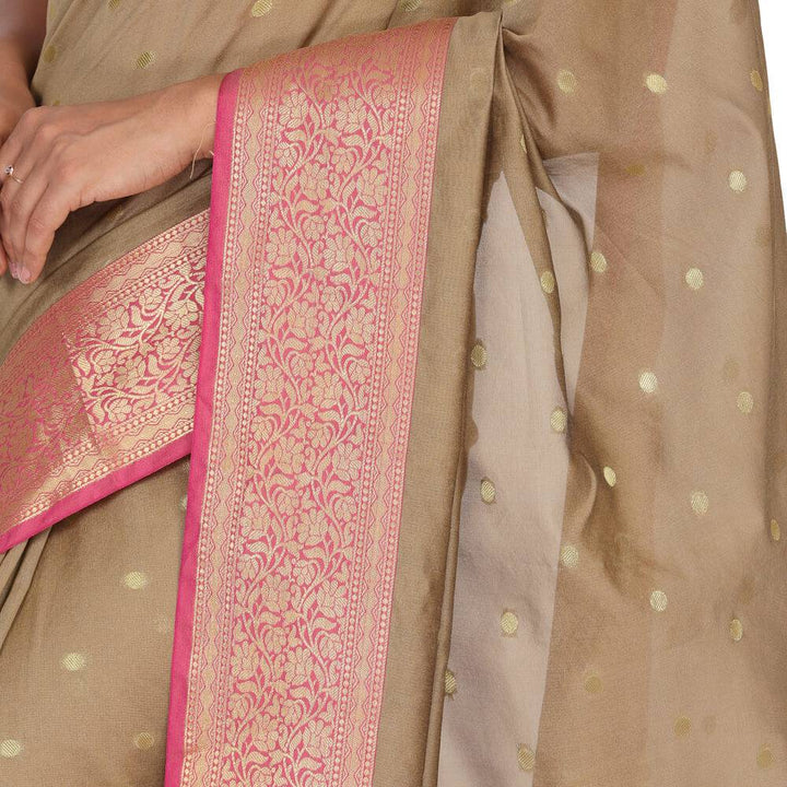 Katan Silk Banarasi Sari - Brown