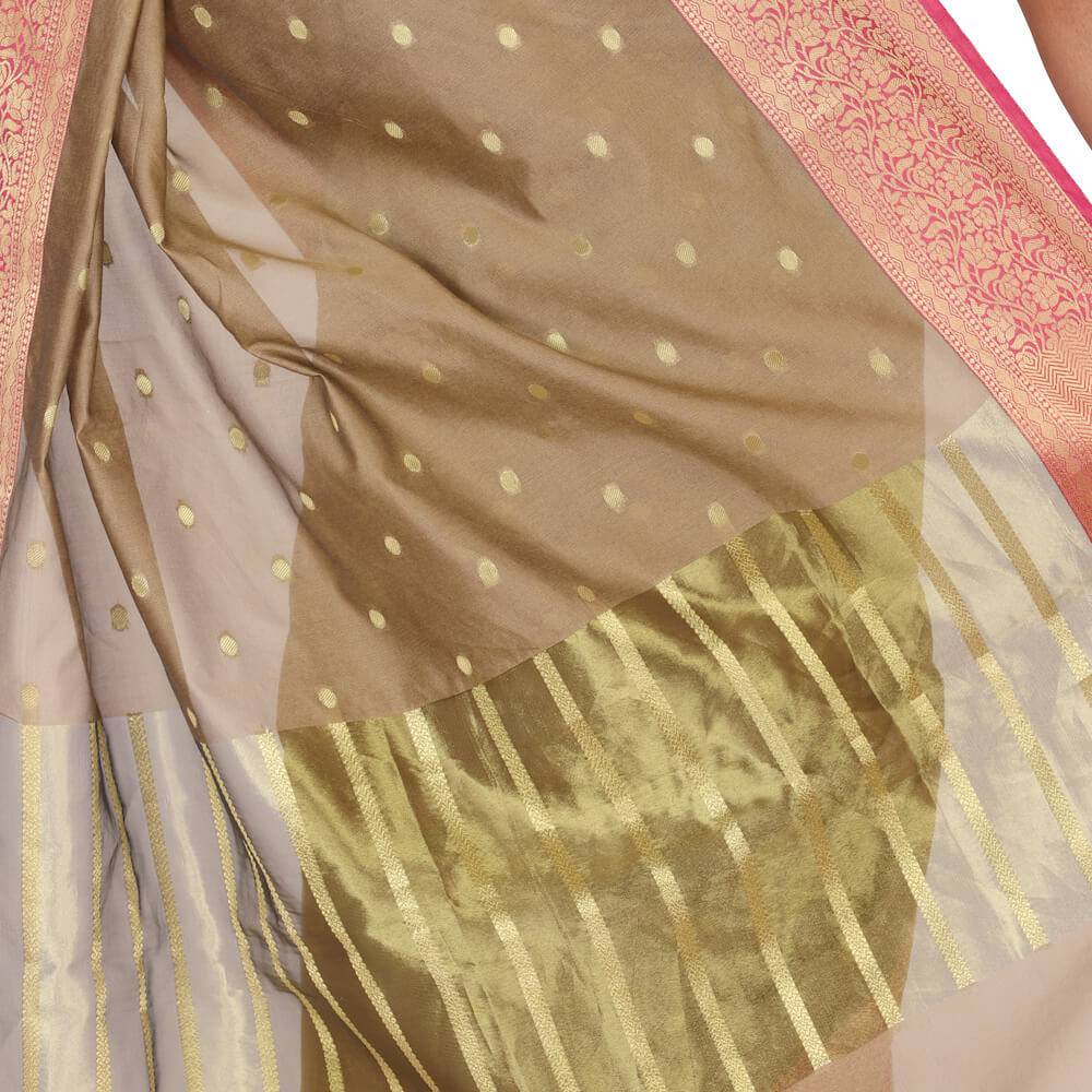 Katan Silk Banarasi Sari - Brown