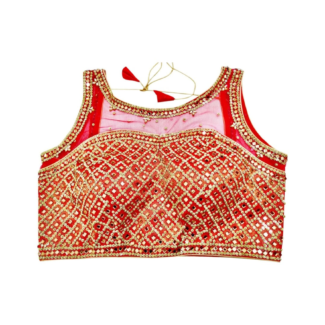 Red color heavy embellished blouse