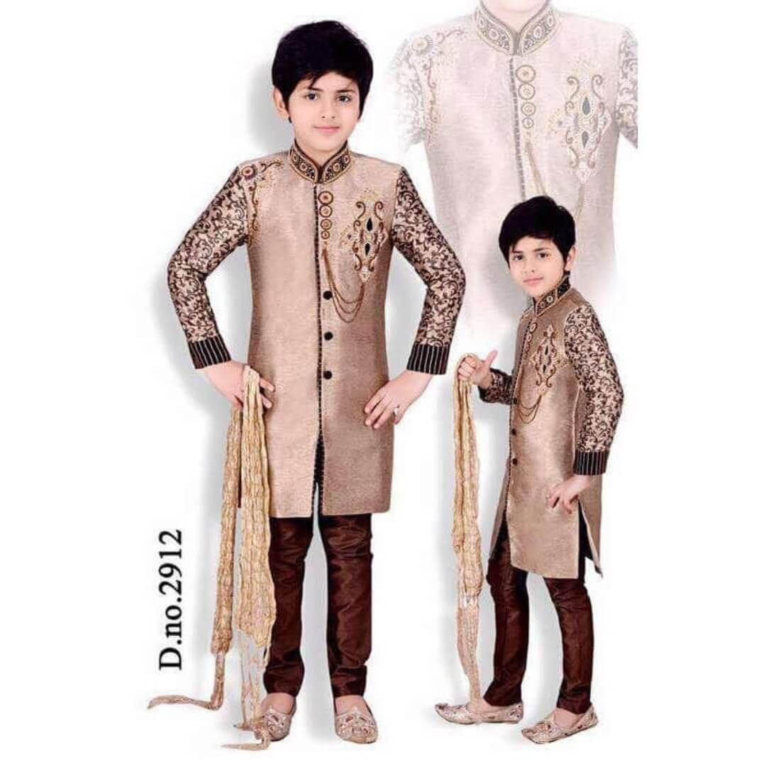 gold-sherwani-with-contrast-pants-for-boys