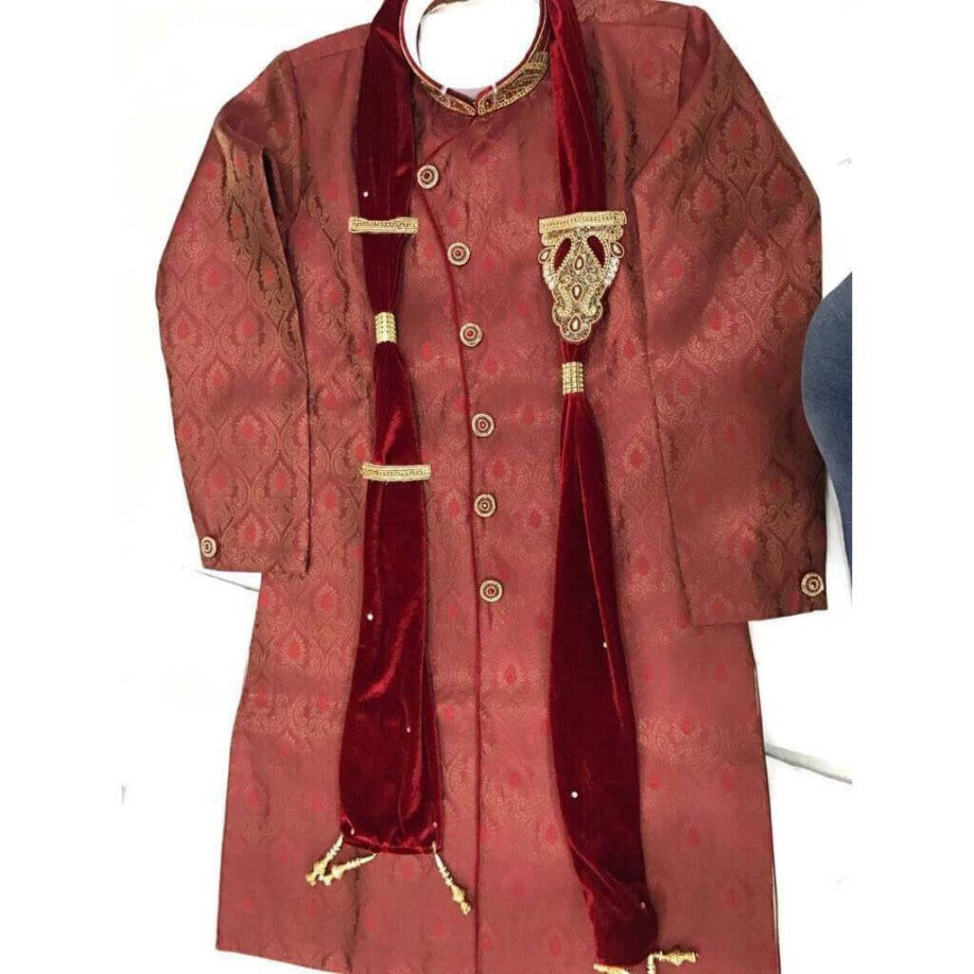 Maroon Sherwani  - for boys - Chiro's By Jigyasa