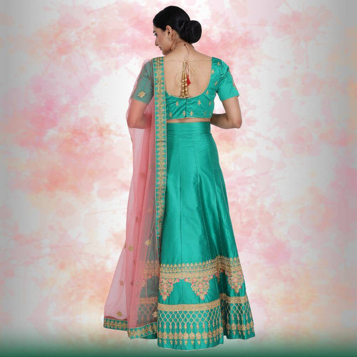 Pink And Blue Traditional Chania Choli 