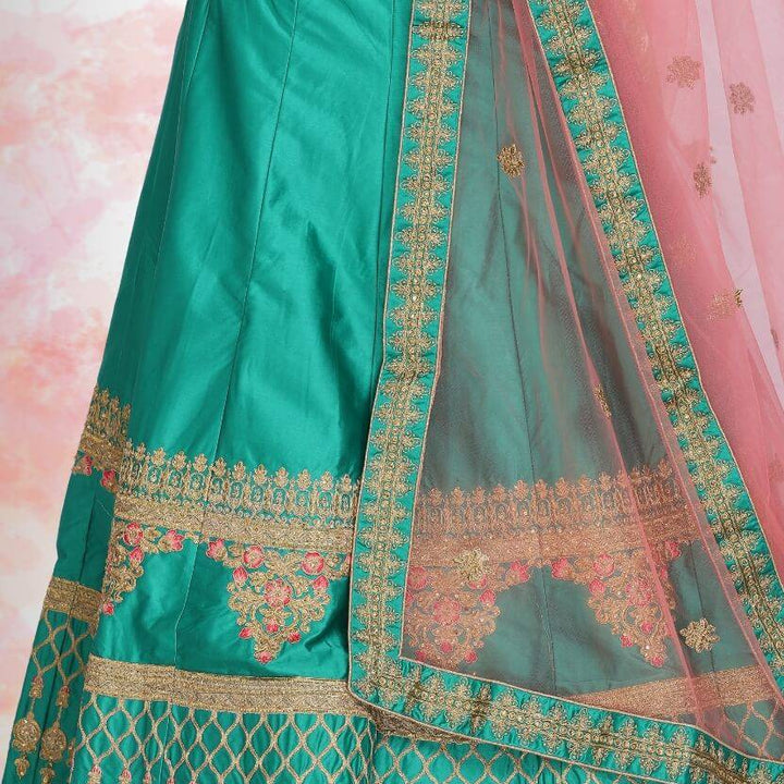 Pink And Blue Traditional Chania Choli 