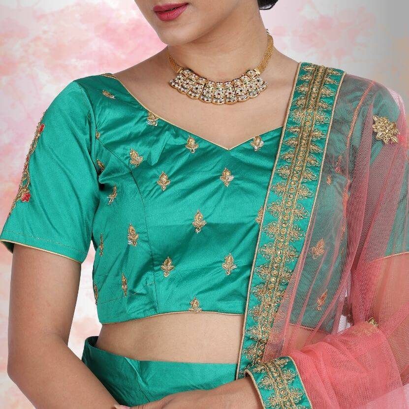 Pink And Blue Traditional Chania Choli 