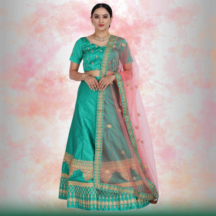 Pink And Blue Traditional Chania Choli 