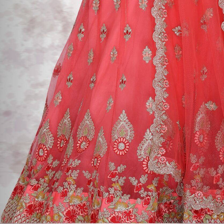 Red color pure net Lehenga Choli