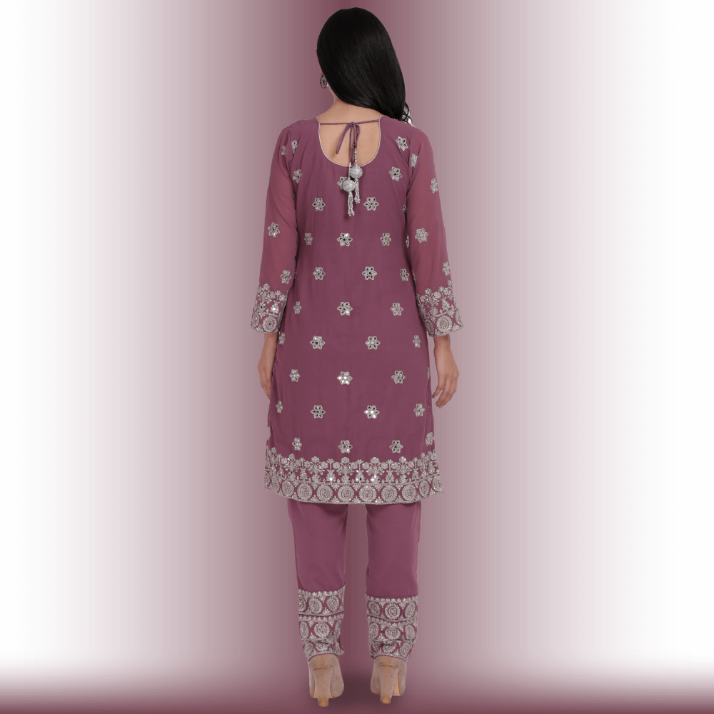 Pencil Pants Suit Set - Mauve