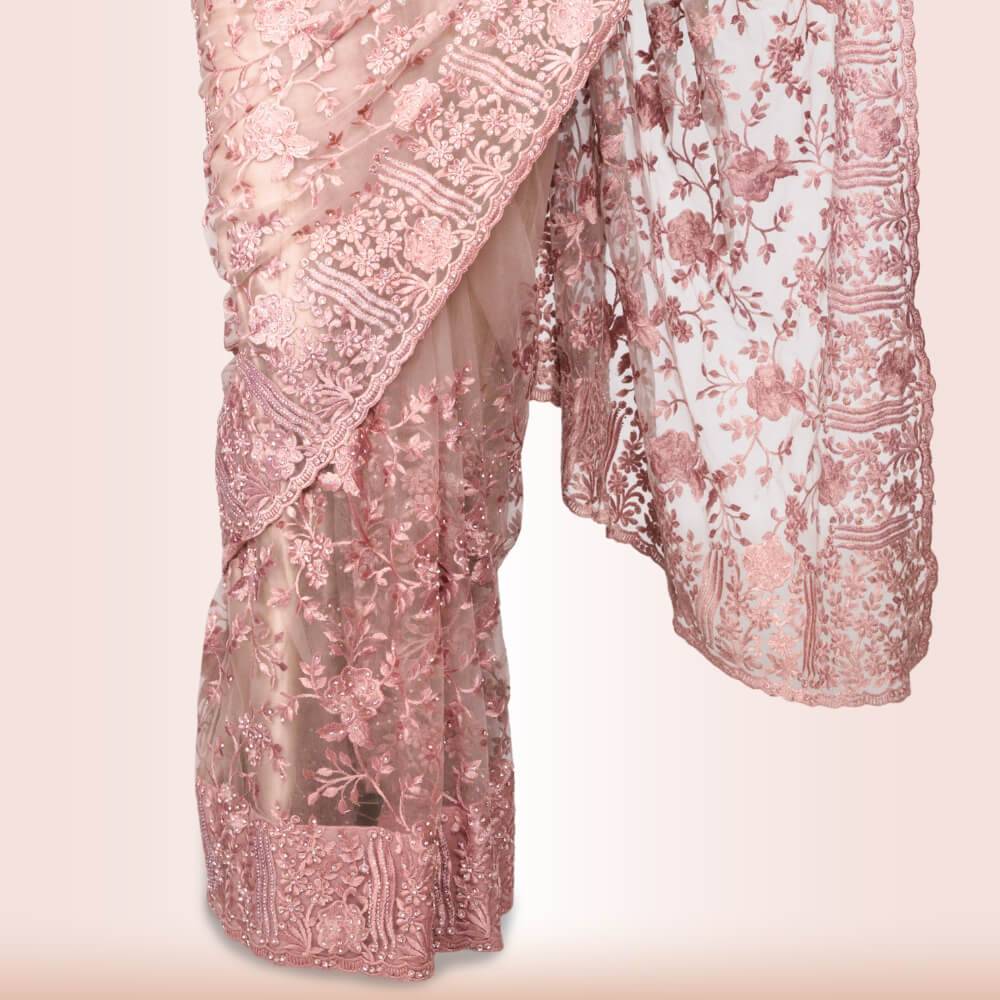 Lightweight Net Saree - Mauve