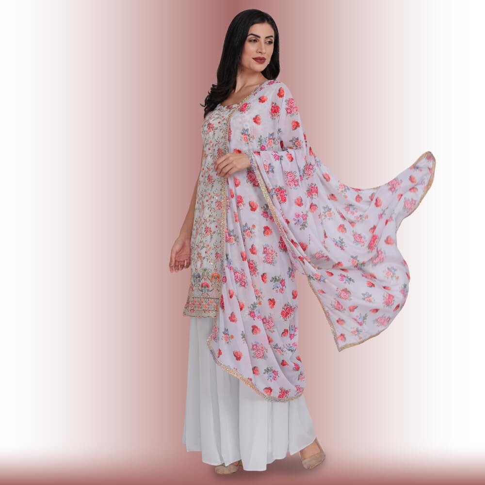 Palazzo Suit with multicolor embroidery - Off White