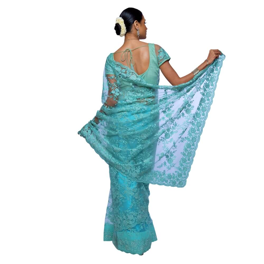 Lightweight Net saree  Resham embroidery