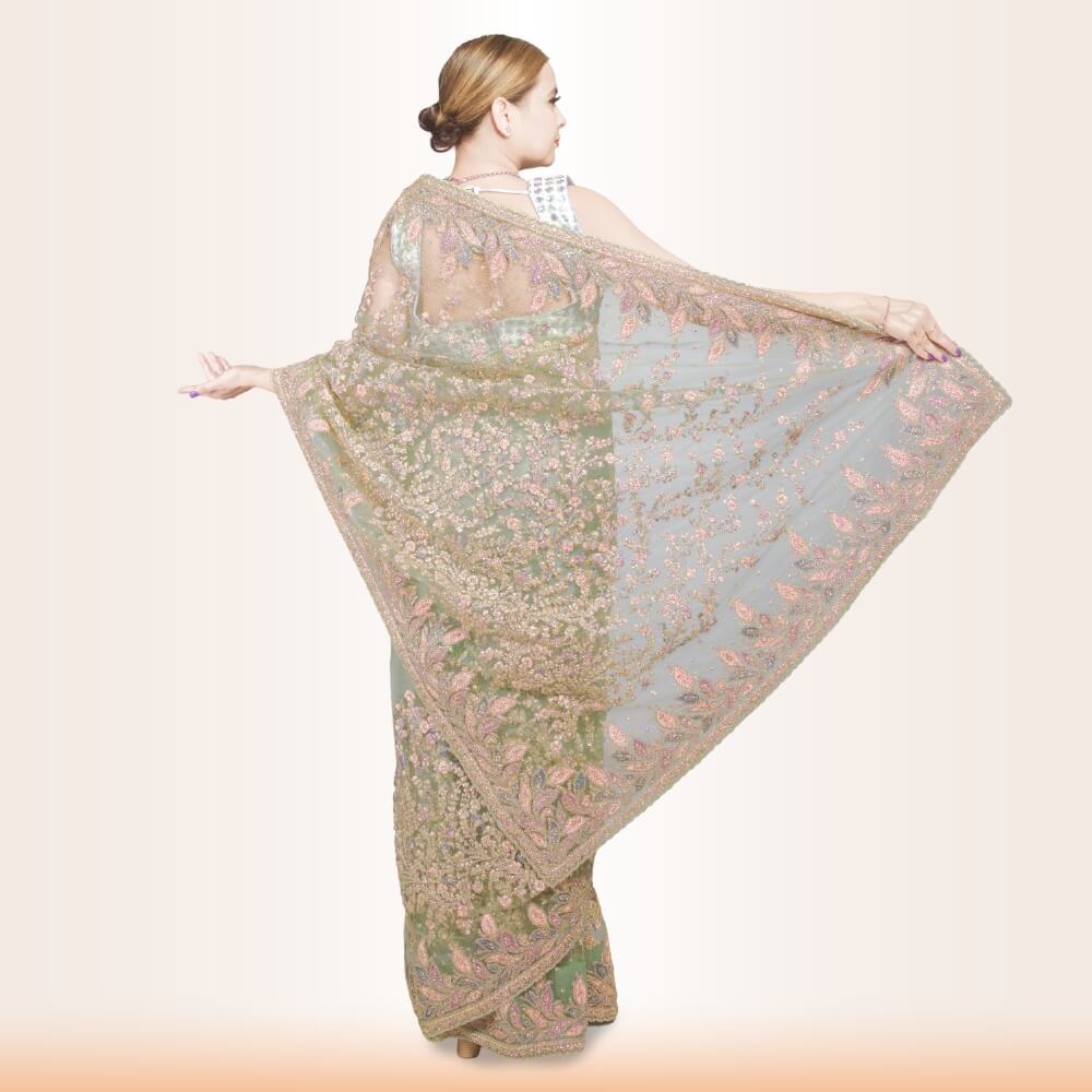 Designer Indian Wedding saree - Gray