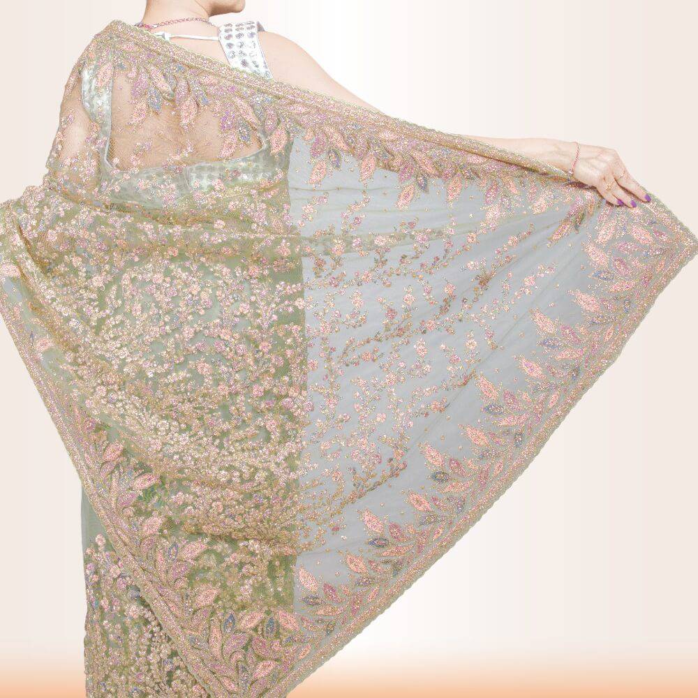 Designer Indian Wedding saree - Gray