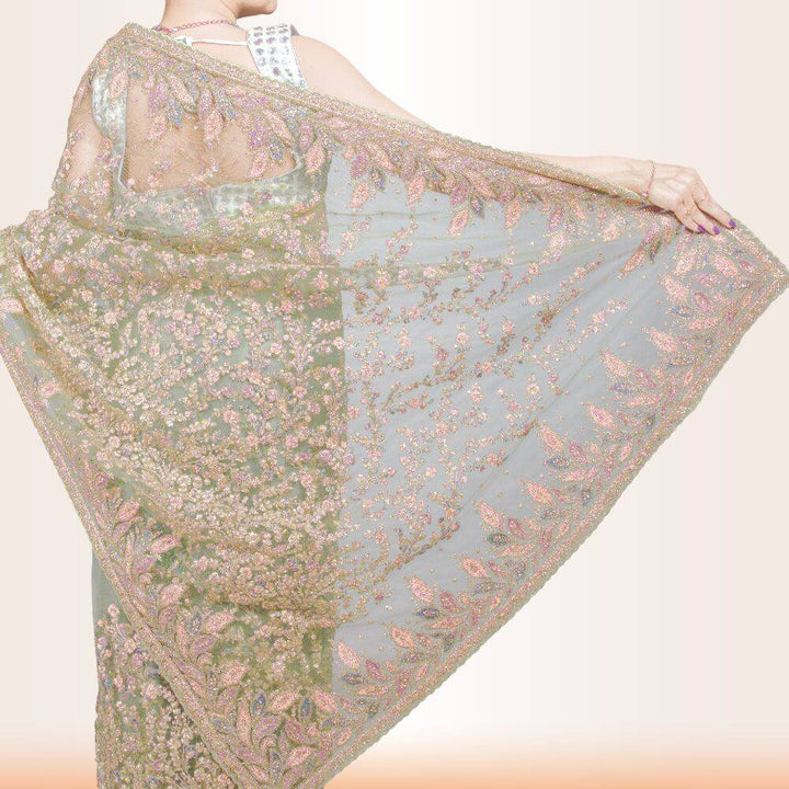 Designer Indian Wedding saree - Gray