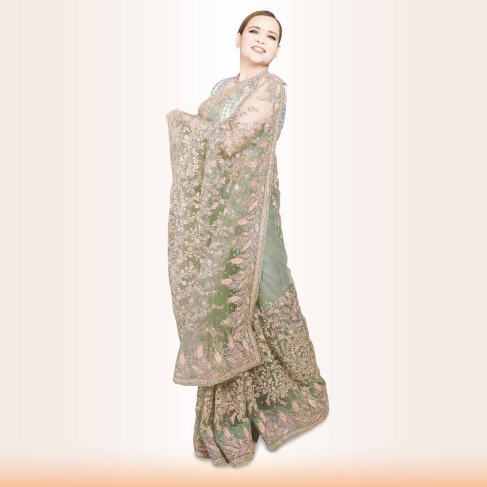 Designer Indian Wedding saree - Gray