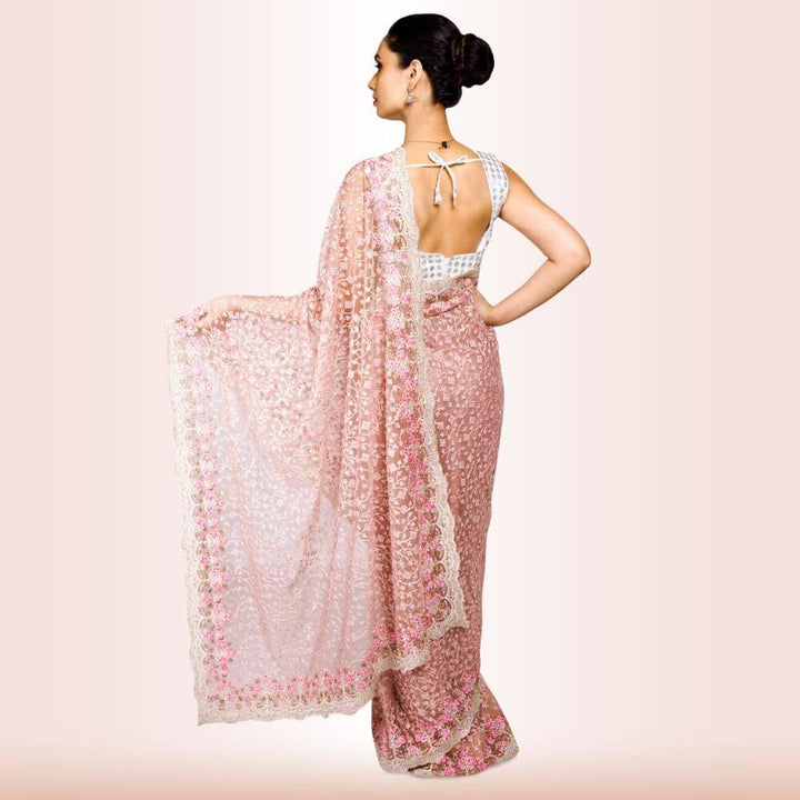 Pure Net Indian Saree - Pink