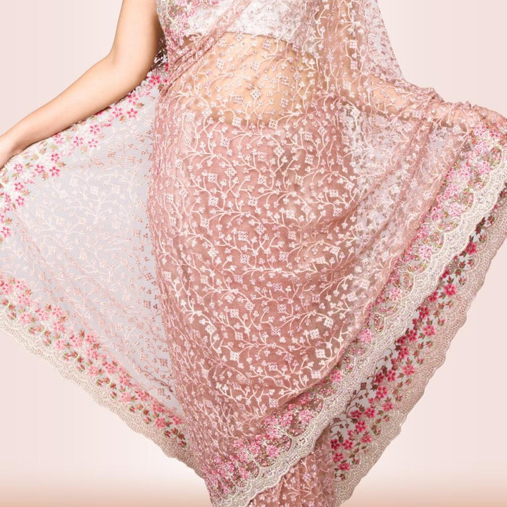 Pure Net Indian Saree - Pink